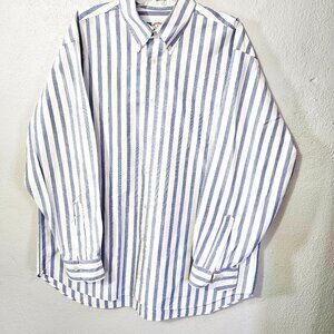 Brooks Brothers Madison Blue White Stripped Men's 100% Cotton Dress Shirt SZ XL